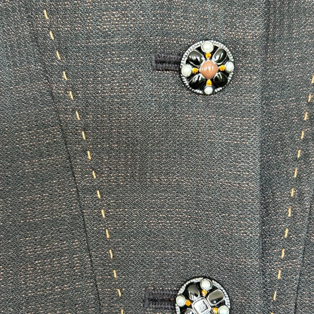 Nine West Classic Skirt Suit, Black Rust Woven Peplum with Stitching, Size 6 - Picture 4 of 16